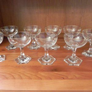 Vintage Gold Rim Champagne Glasses set of 11 4.5" tall